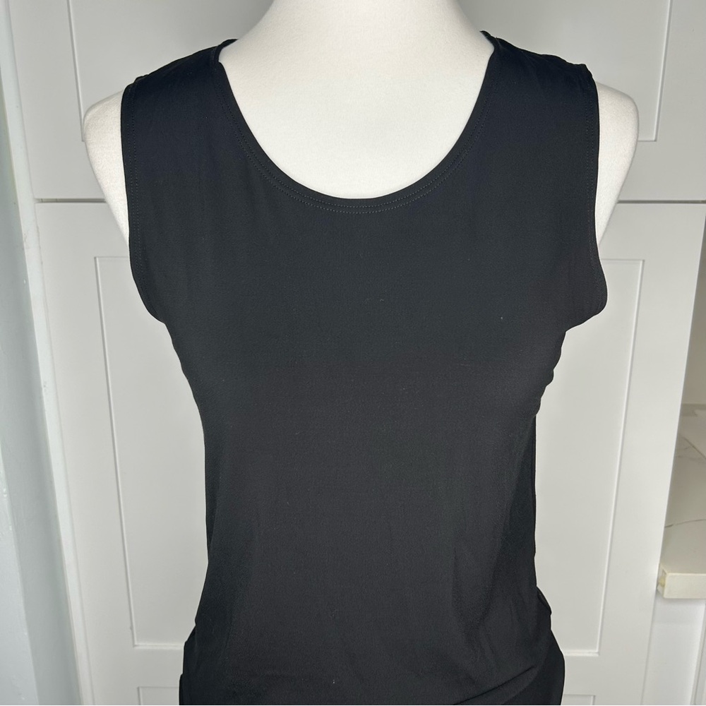 Planet by Lauren G Women’s Size 1(4-8) Black Sleeveless Ruched Side Jersey Top - Picture 3 of 9